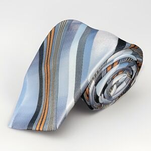 Vintage JC Penny The Mens Shop Neck Tie Adult Mens Gray Striped Polyester‎